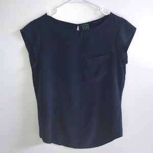 C Wonder Navy 100% Silk Shirt